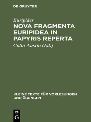 cover image of Nova fragmenta Euripidea in papyris reperta